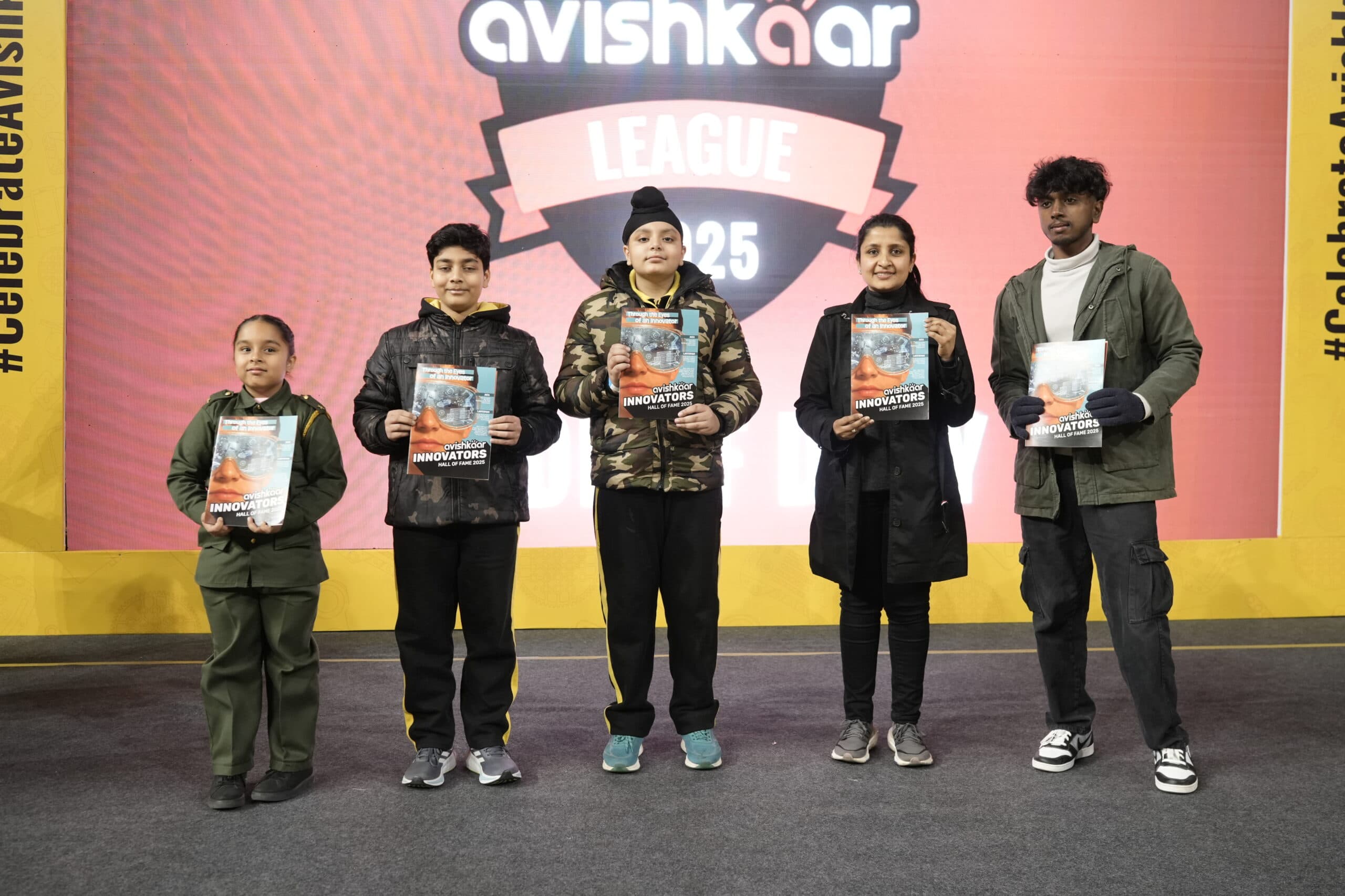 Robokiidz team on stage at Avishkaar League 2025